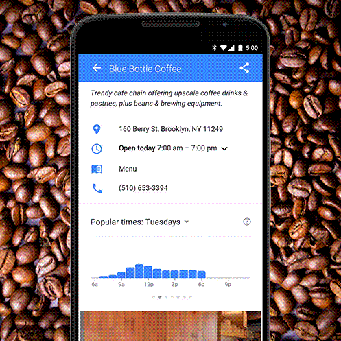 Google Now подскажет наиболее удобные часы посещения заведений и магазинов