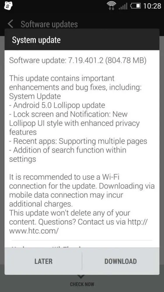 HTC One M7 получает Lollipop в России