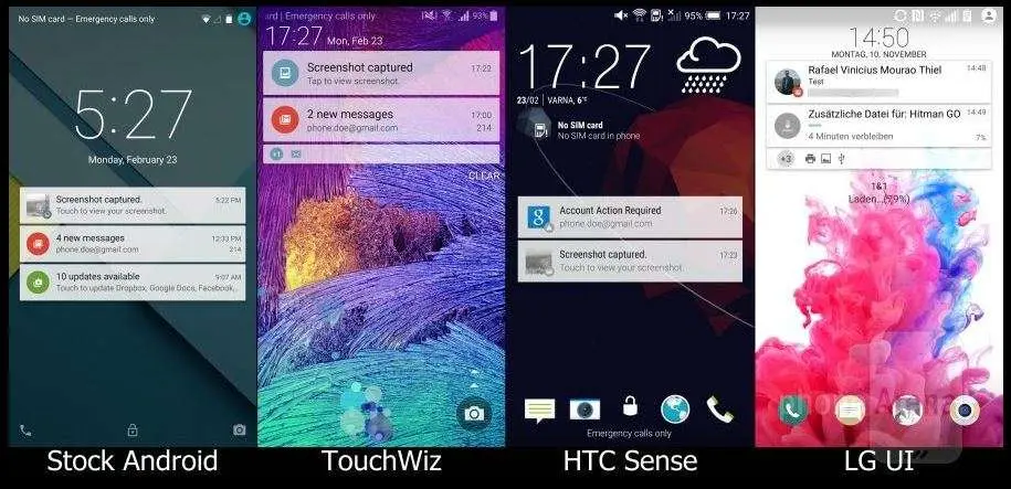 Сравнение интерфейсов Lollipop, TouchWiz, Sense, LG UI
