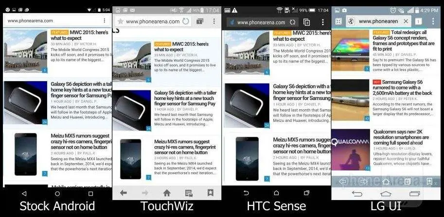 Сравнение интерфейсов Lollipop, TouchWiz, Sense, LG UI