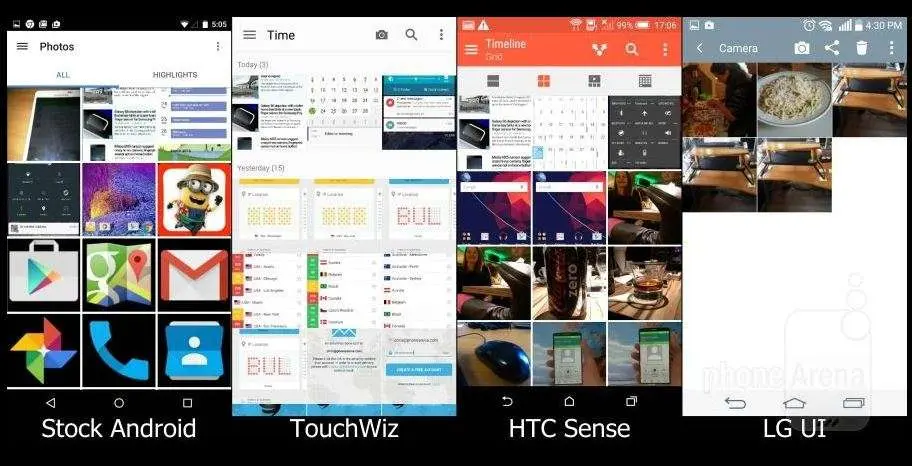 Сравнение интерфейсов Lollipop, TouchWiz, Sense, LG UI