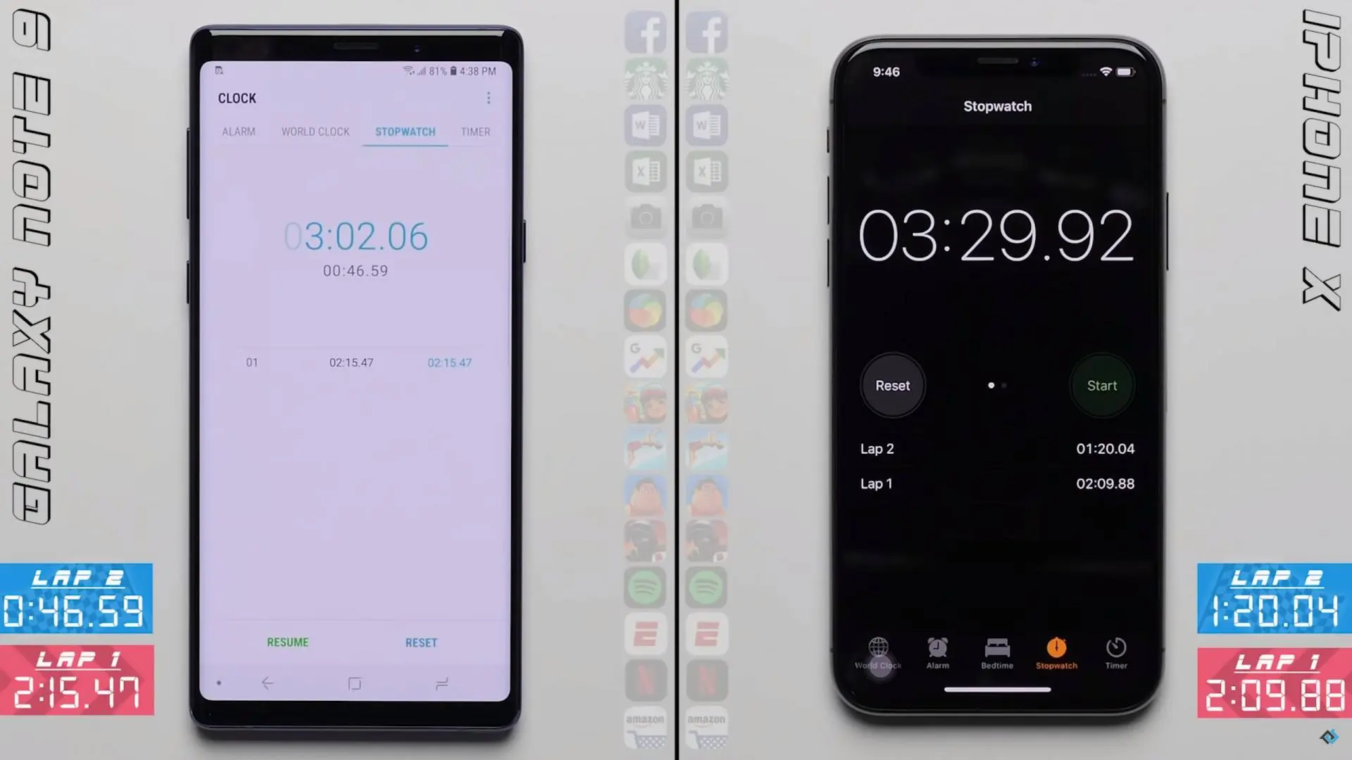 Скорости Apple iPhone X и Samsung Galaxy Note 9 на видео
