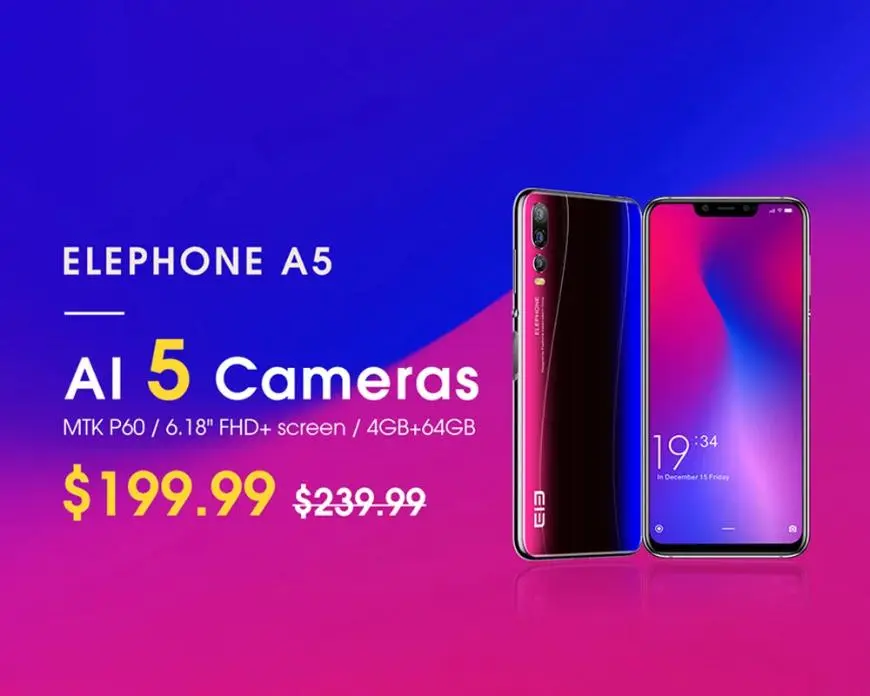 Смартфон с 5 камерами Elephone A5 всего за 200 долларов