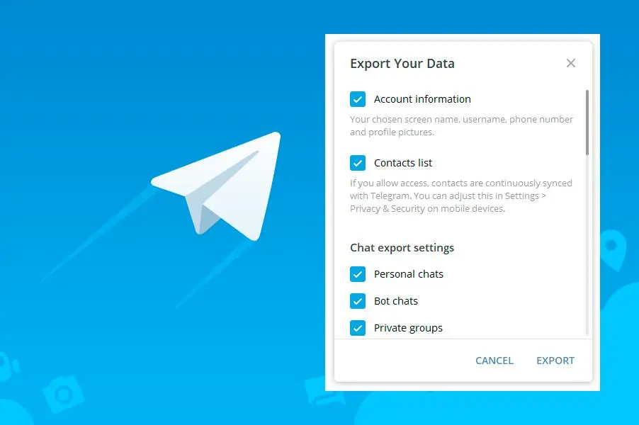 Telegram научился экспорту данных и переписки