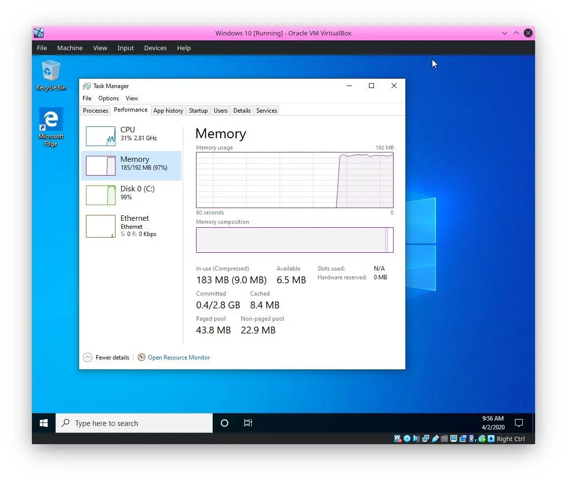 Windows 10 запустили на ПК со 192 Мб оперативной памяти
