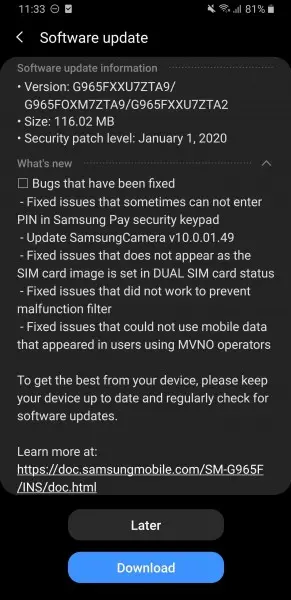 Samsung Galaxy S9 получает бета-версию Android 10