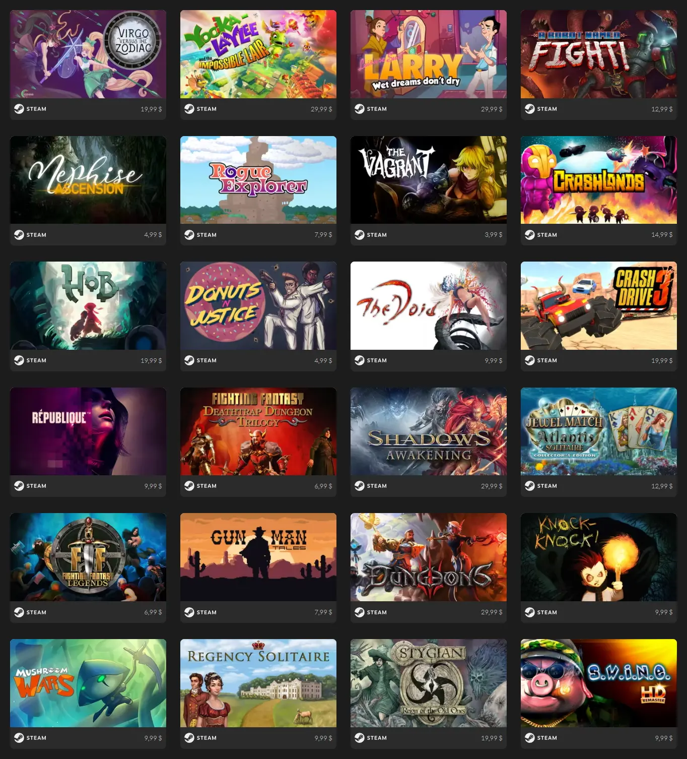 Получите 10 игр в Steam всего за 5 долларов. Скидка 99%