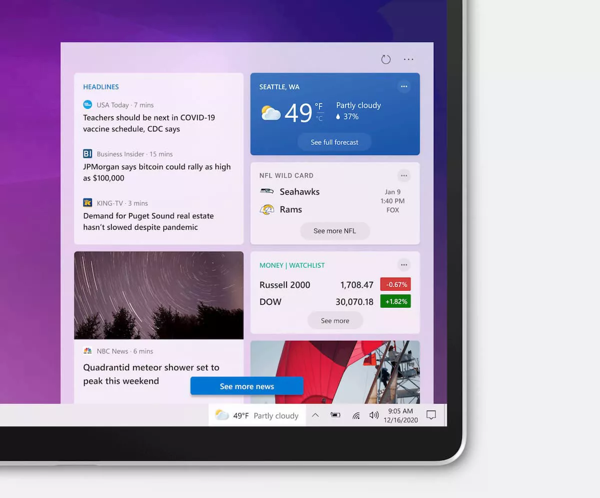 В таскбаре Windows 10 появится персонализированный погодно-информационный виджет