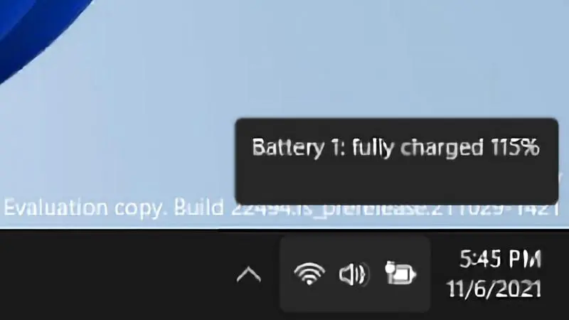 Windows 11 говорит, что зарядила аккумулятор более чем на 100%