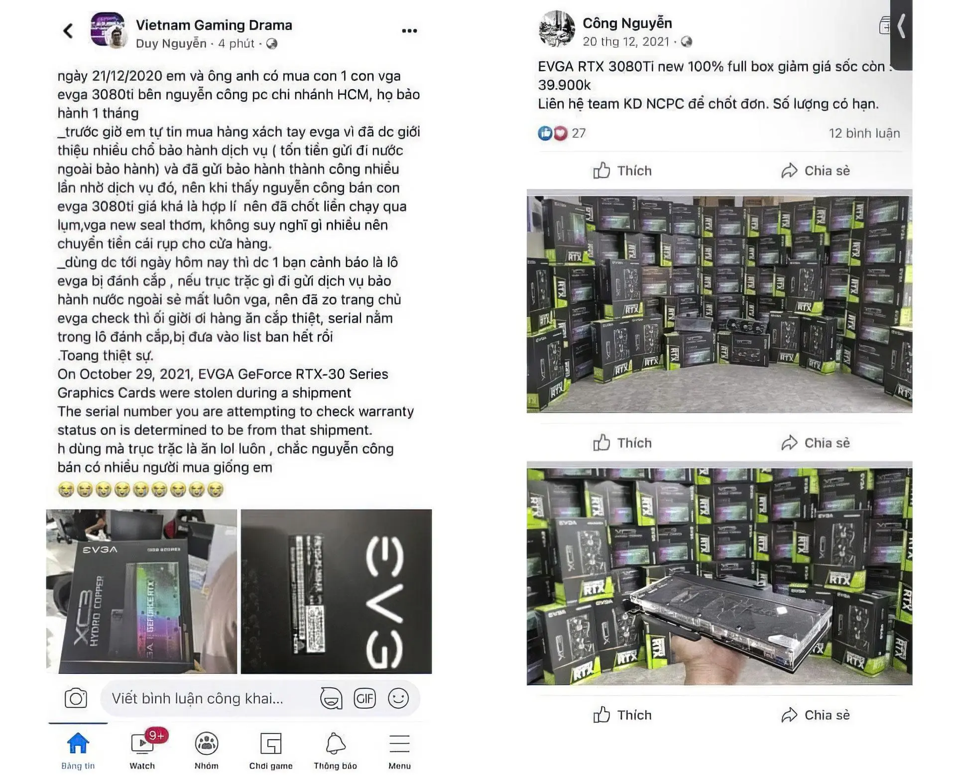 Украденные ранее видеокарты NVIDIA RTX 30-серии нашли в продаже во Вьетнаме