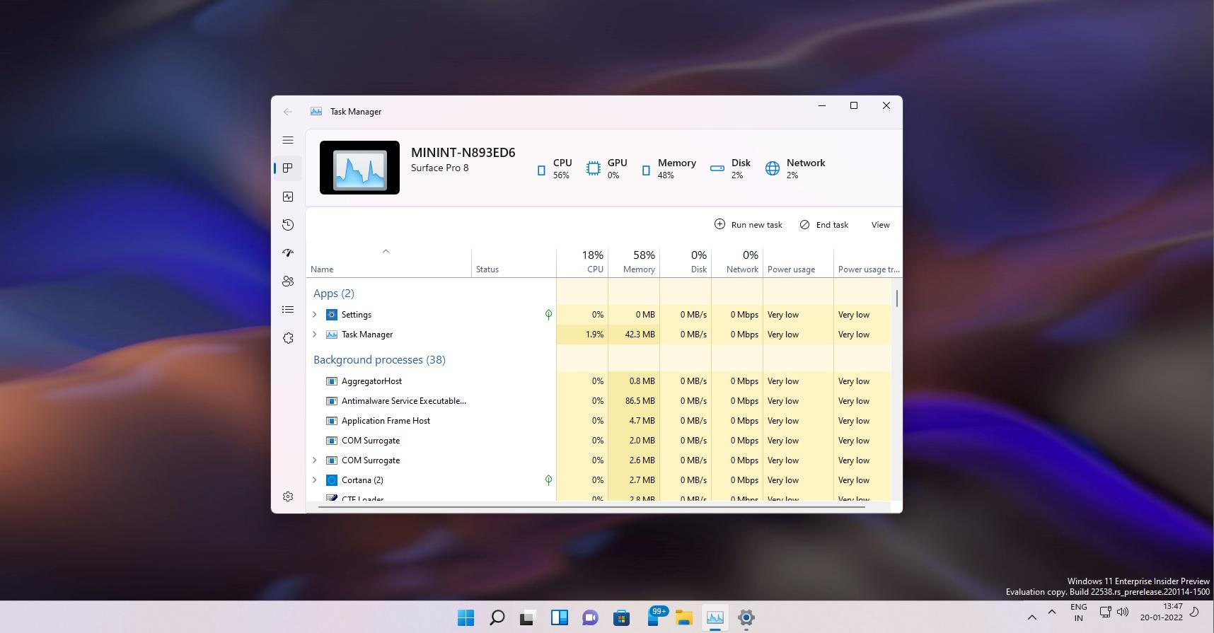 Windows 11 скоро получит обновлённый диспетчер задач