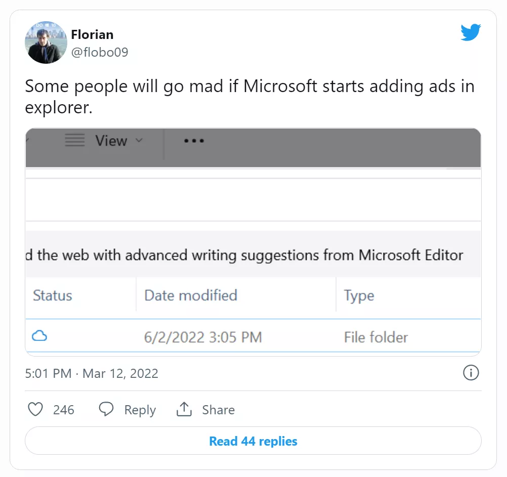 В проводнике Windows 11 могут появиться табы и реклама