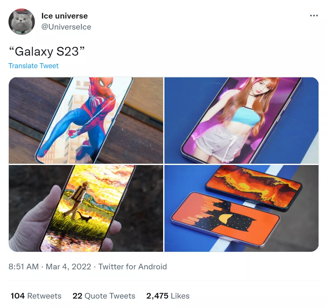 В сети уже появился рендер будущего Samsung Galaxy S23
