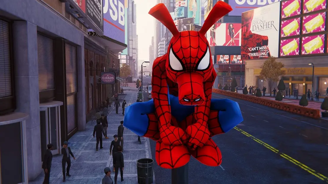 Игрок превратил Человека-паука из Spider-Man в свинью. Выглядит крайне нелепо