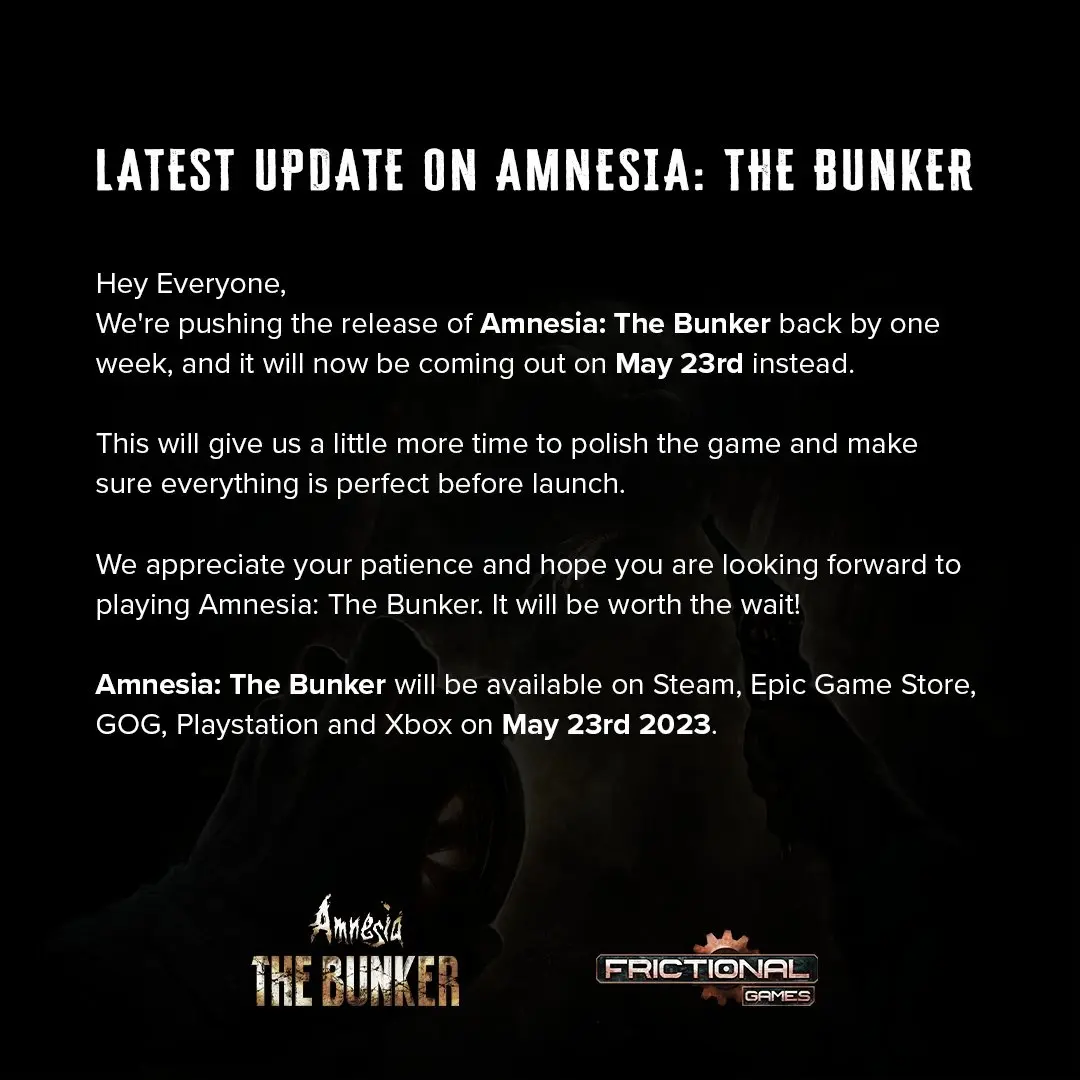 Выход хоррора Amnesia: The Bunker перенесли