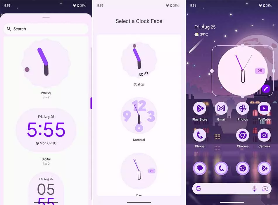 Сравнение: виджеты часов в Android 14, One UI 6, iOS 17, HarmonyOS 4