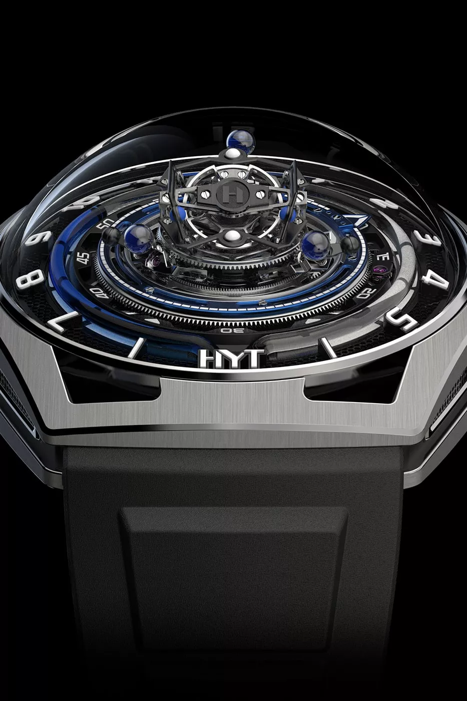 HYT представляет конический турбийон в синем титановом цвете