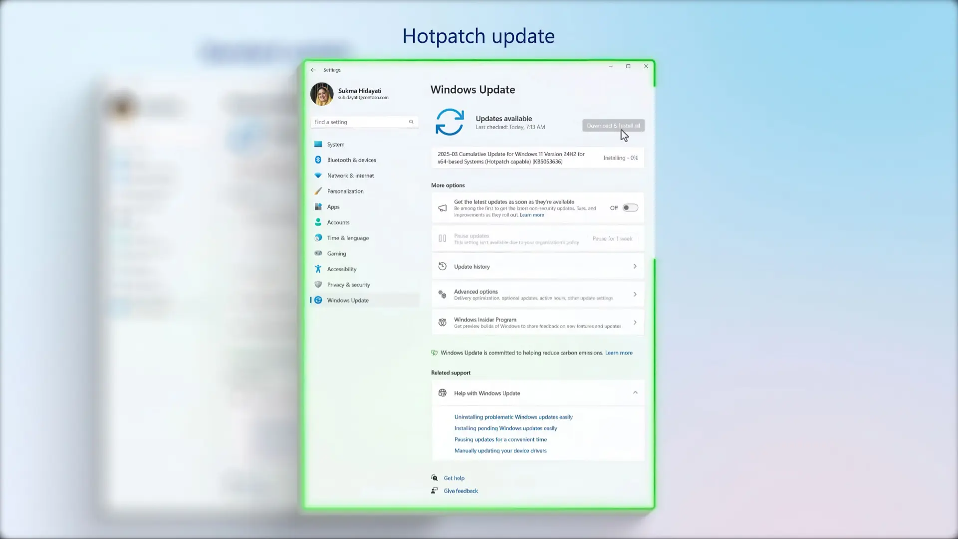 Функция Hotpatch в Windows 11 24H2: установка патчей безопасности без перезапуска системы