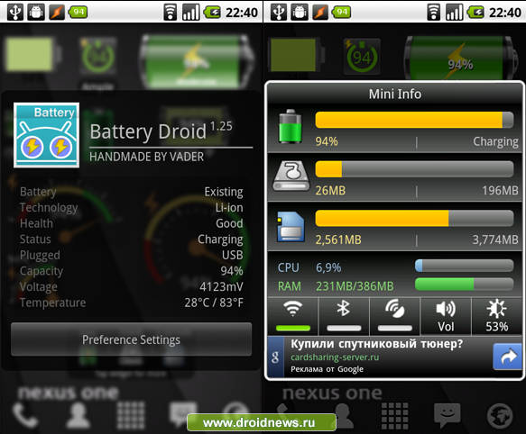 Mini Info & Battery Droid
