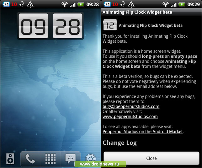 Animating Flip Clock Widget - ожившие часы
