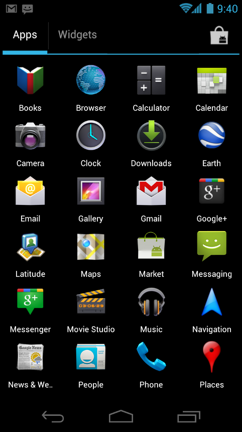 Список приложений Android 4.0
