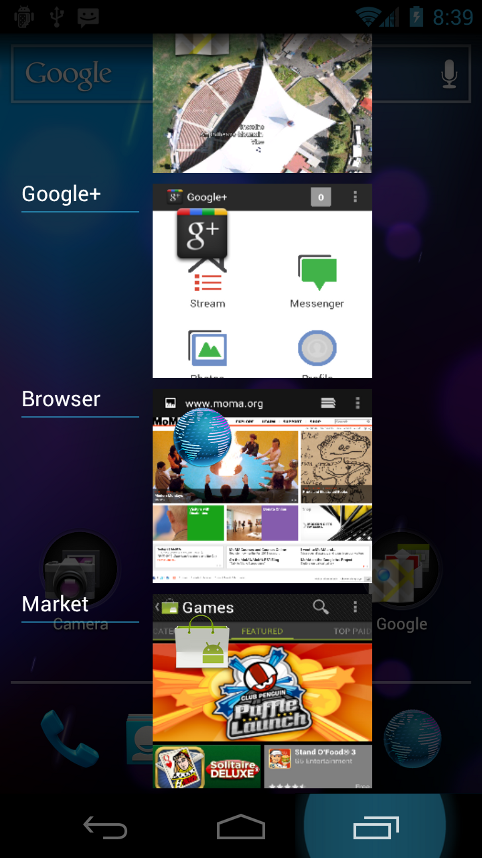 Многозадачность в Android 4.0