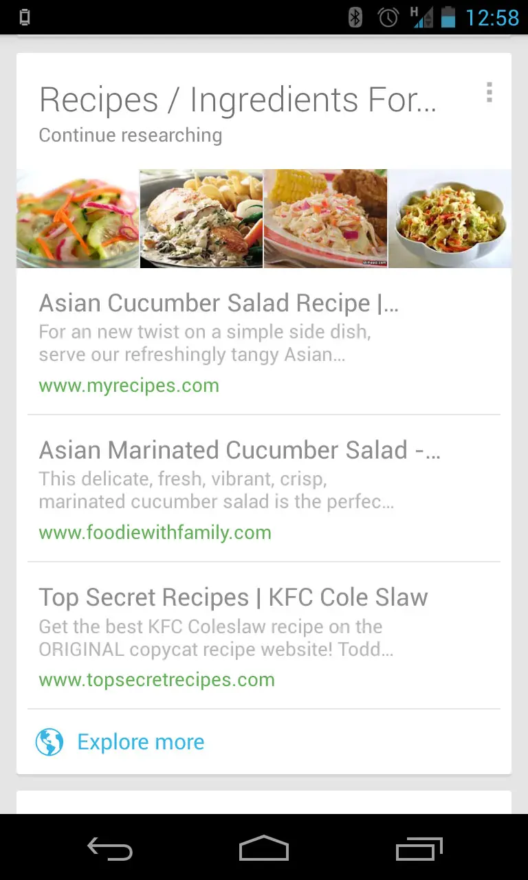 Google Now научился подсказывать рецепты