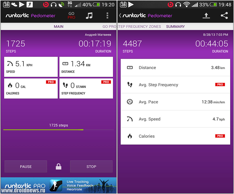 Runtastic Pedometer - сколько шагов в день?