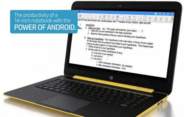 HP готовят 14-дюймовый ноутбук на Android