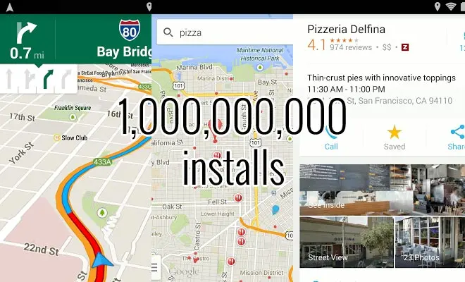 Приложение Google Maps получило более миллиарда загрузок