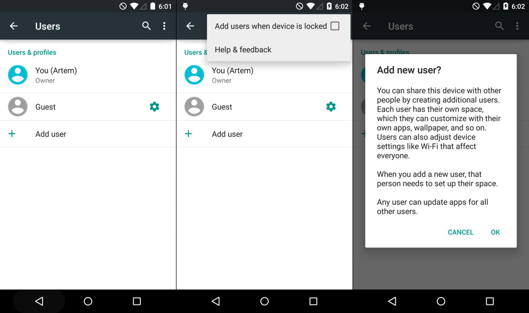 Многопользовательский режим в Android 5.0 Lollipop